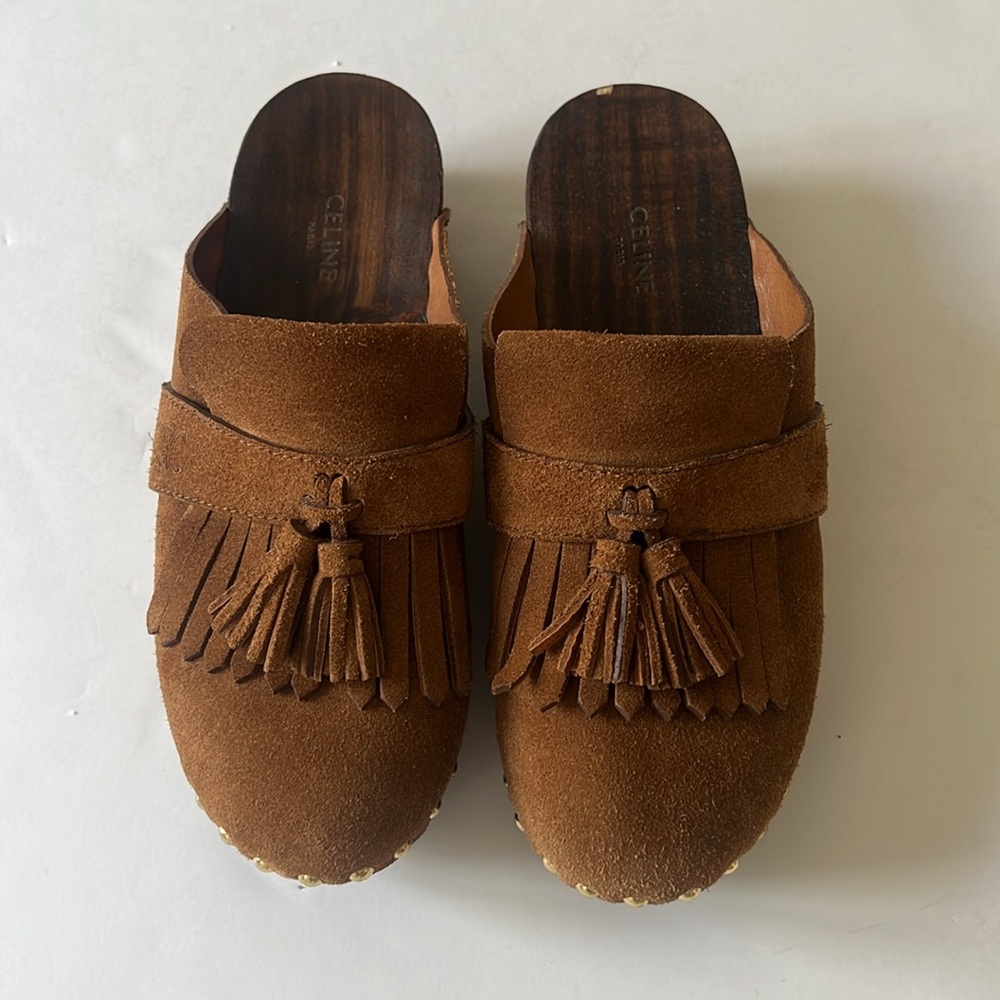 Celine clogs suede with tassel and nails head and fringe - Picture 2 of 16